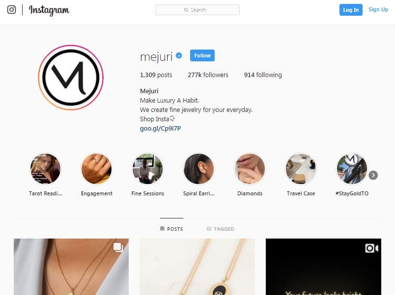 Anda boleh gunakan fungsi IGTV ni sebagai salah satu cara untuk iklankan produk anda kat Instagram. Melalui IGTV, anda boleh hasilkan video berkaitan produk anda seperti buat video ‘tutorial cara guna’ produk, video sesi photoshoot produk, video proses design produk dan video testimoni dari pengguna produk anda. Jangan takut untuk tunjukkan brand, bisnes dan produk anda dari pelbagai sudut. Dengan cara ni, anda dapat wujudkan hubungan yang lebih erat antara followers dan bisnes anda. Nak tengok contoh akaun Instagram bisnes yang gunakan IGTV untuk iklankan produk, bisnes dan brand diorang? Cer anda tengok channel IGTV kat akaun Instagram @mejuri ni…